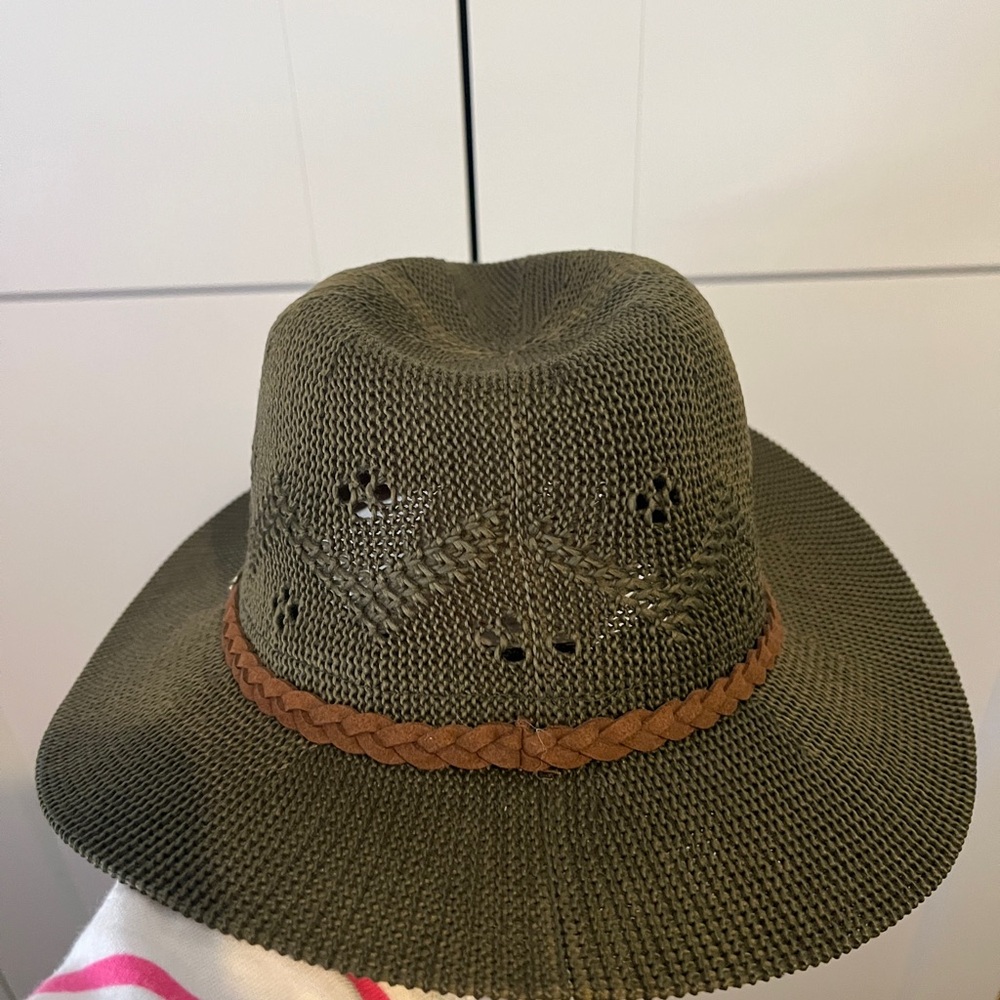 Olive Green Woven Fedora Hat